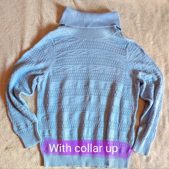 ALIA size Large EUC vintage baby blue colour, knitted style turtleneck pullover - Picture 2 of 10